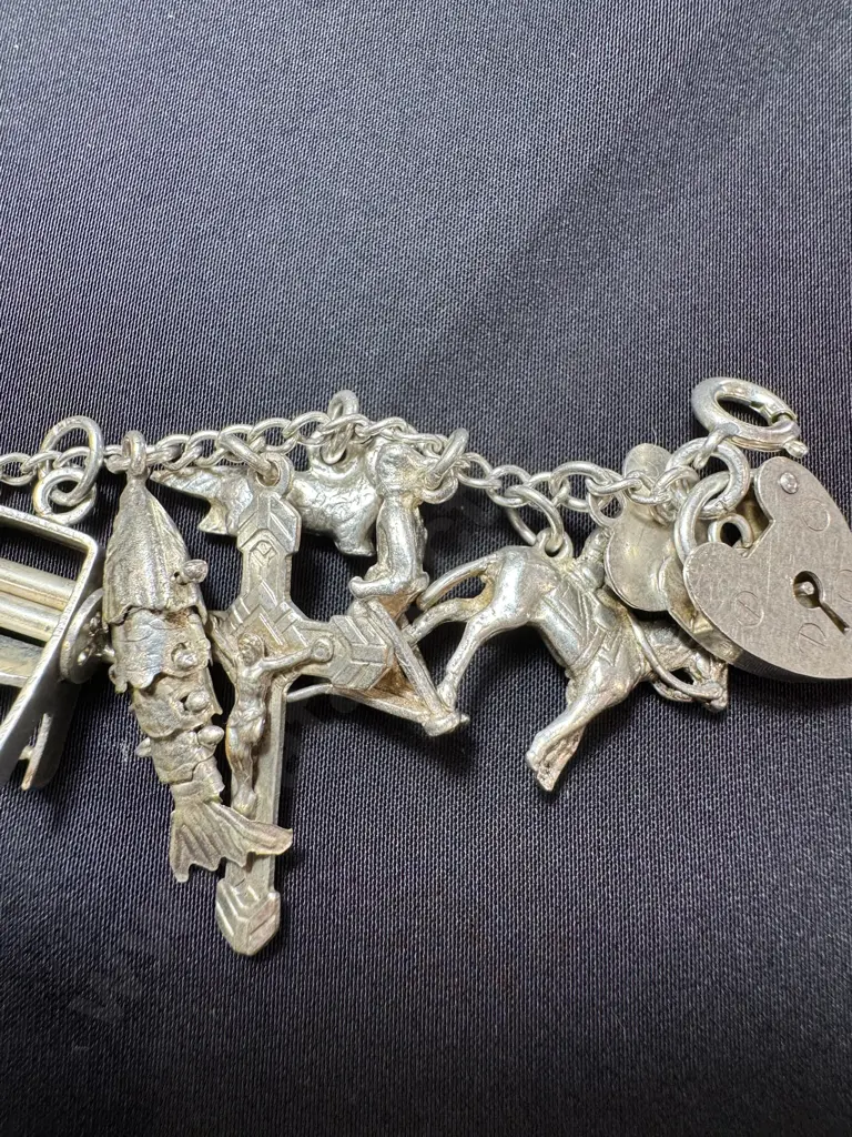 Silver charm bracelet with 31 lightweight charms Image 1++
