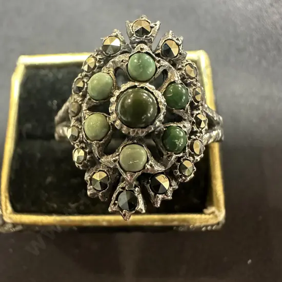 Decorative multi stone dress ring 835 silver (not case)