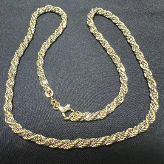 9ct White and Yellow Gold Italian rope chain 40cm ex Michael Hill 1989