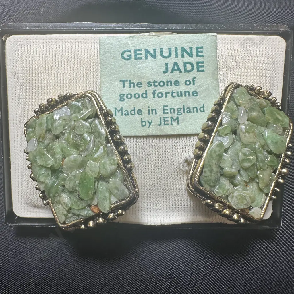 Pr of Jade earrings made in England by Jem Image 1++