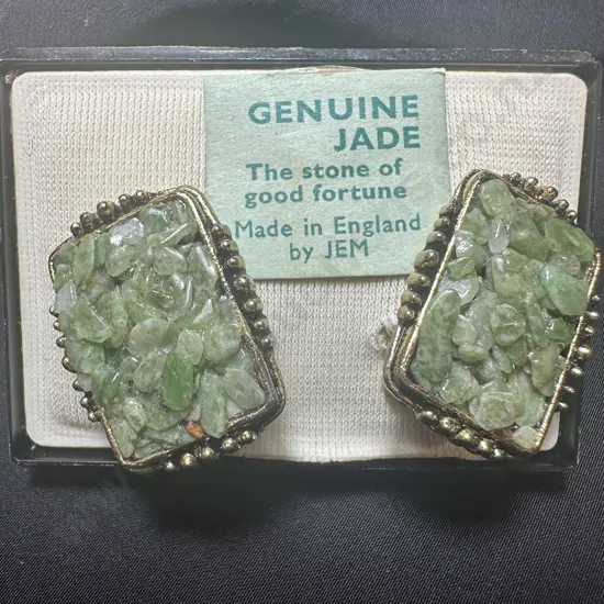 Pr of Jade earrings made in England by Jem