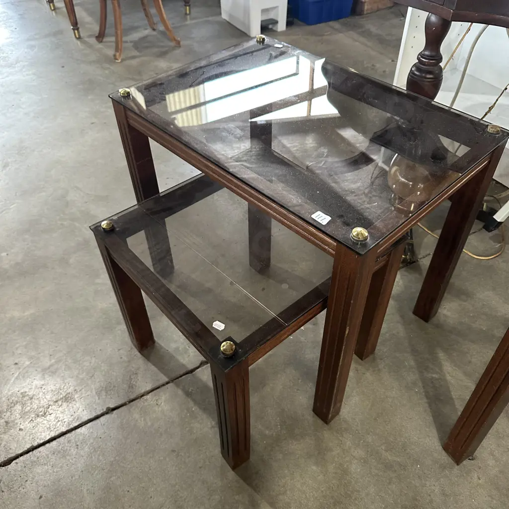 The 2 other matching glass side tables Image 1++