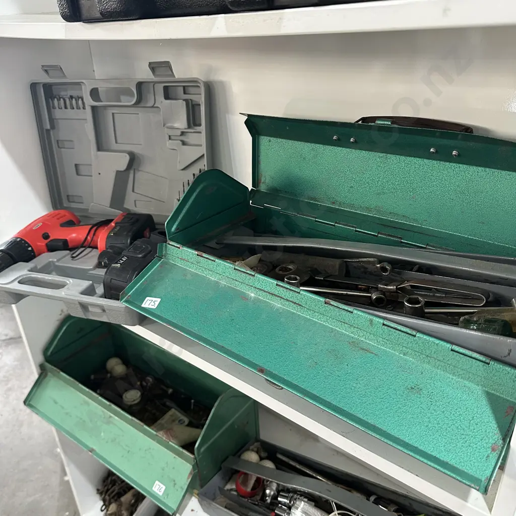 Drill, tool box and contents Image 1++