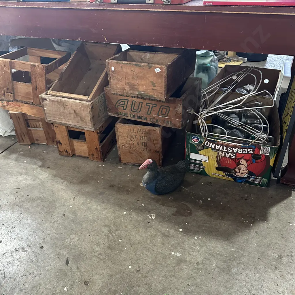 Wooden boxes, jars, door stop, sign, rack Image 1++