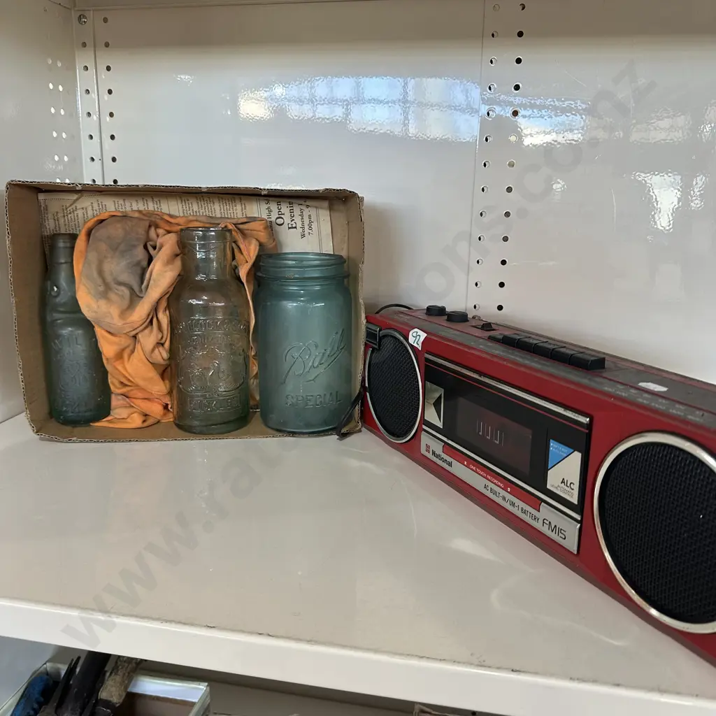 Red stereo and bottles Image 1++