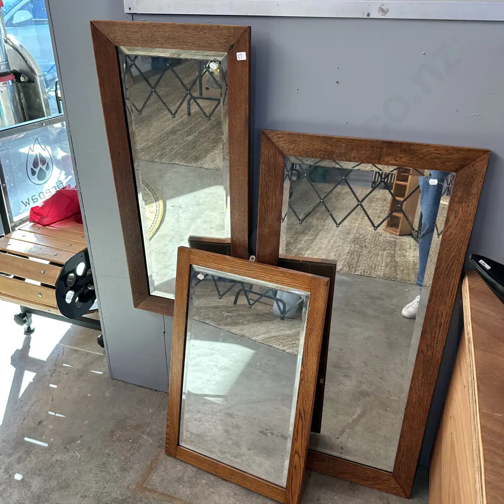 3 x Oak framed mirrors Image 1++