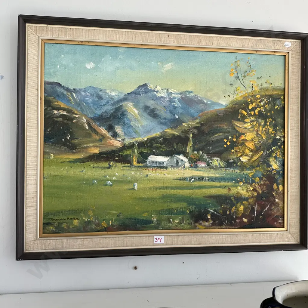 Oil painting by Emerson Porter "Sheep Station near Hermitage" Image 1++