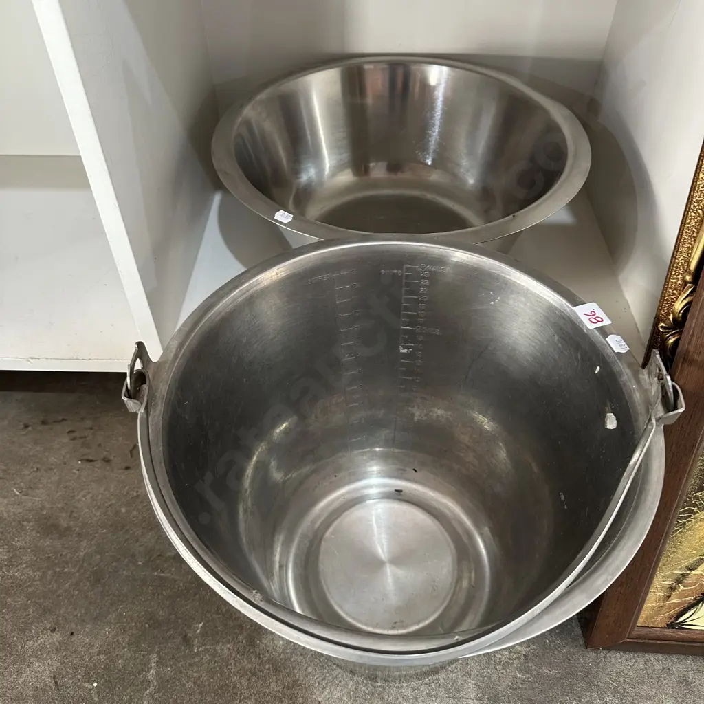 3 Gallon stainless steel bucket plus large mixing bowl Image 1++