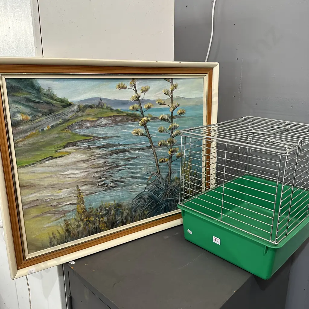 Pet cage and painting by Audrey McKelvie Image 1++