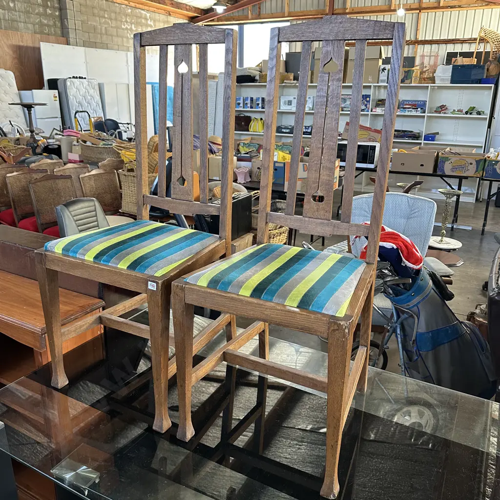 Pr of Arts & Craft dinning chairs Image 1++