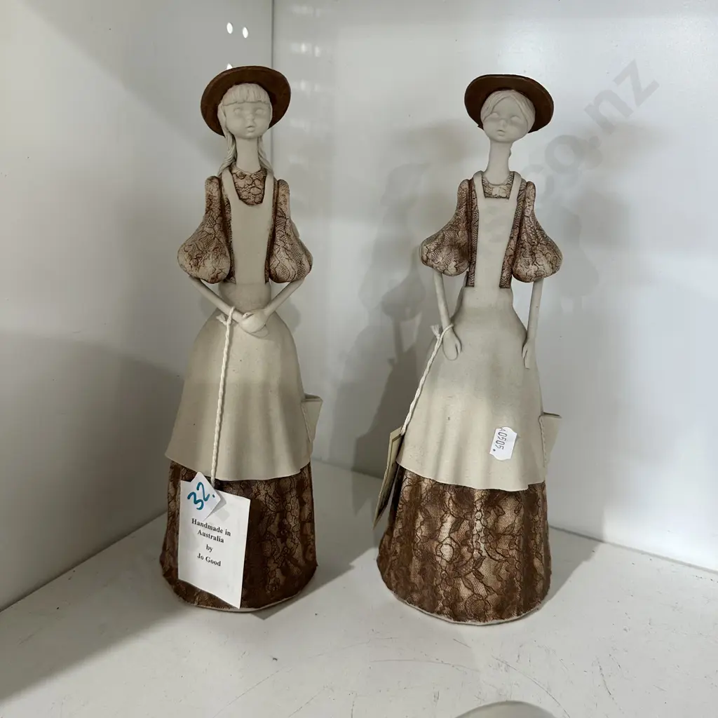 Pr of Australian hand potted figures by Jo Good Image 1++
