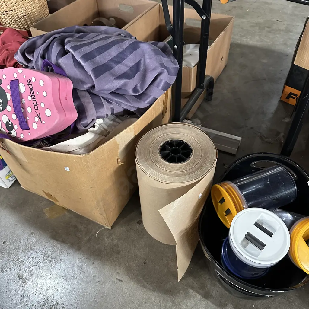 Cannisters, paper, box of drapes etc Image 1++