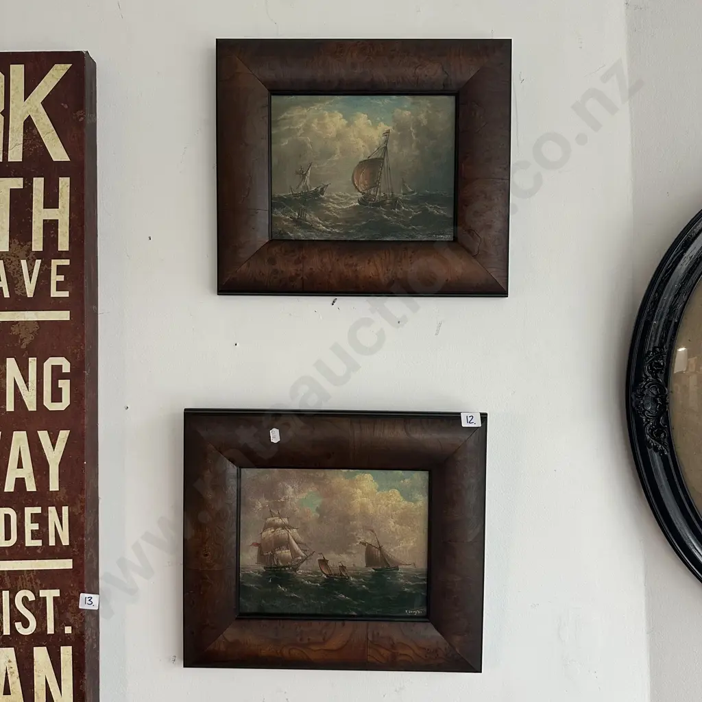 Pr Burr Walnut framed pictures Image 1++