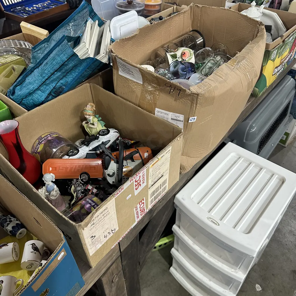 2 x boxes Toys, crockery  etc plus plastic drawers Image 1++