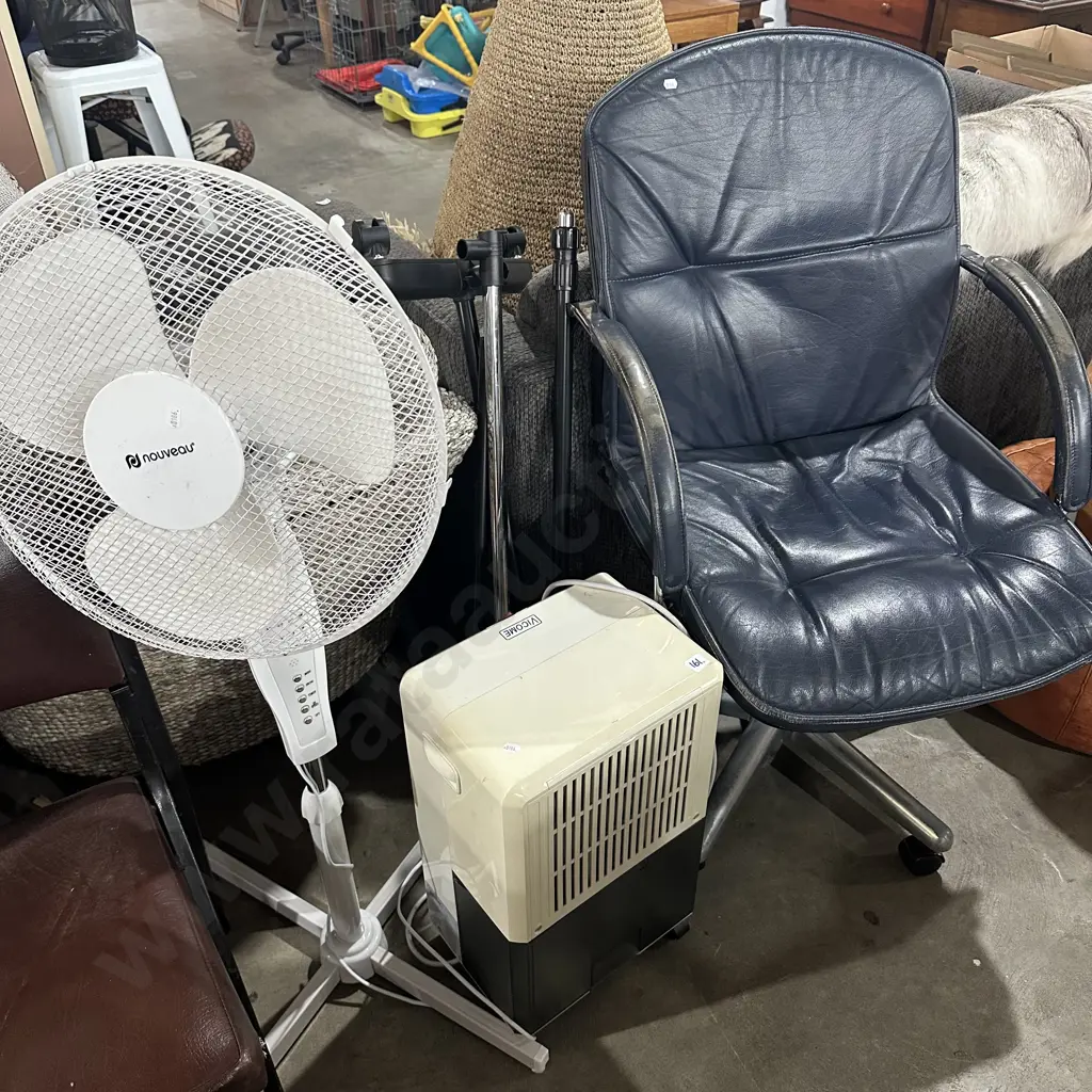 Fan, dehumidifier, clothes rack plus leather office chair Image 1++
