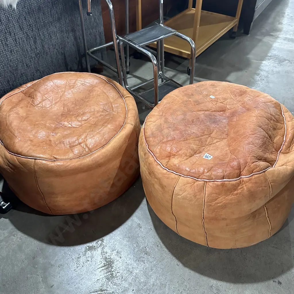 2 leather foot poofes Image 1++