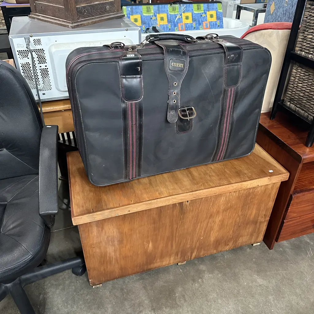 Wooden storage box plus suitcase Image 1++