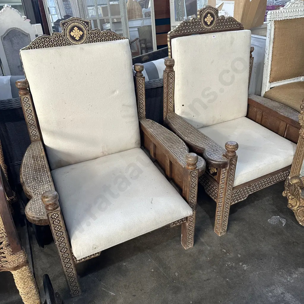 Pr of Syrian inlayed chairs Image 1++