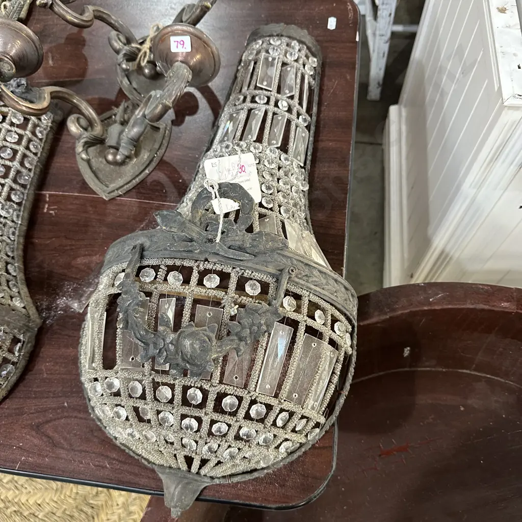Large flat hand threaded wall sconce Image 1++