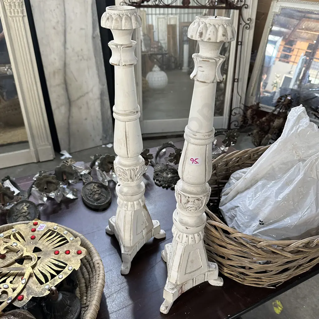 Pr wooden carved candle sticks Image 1++