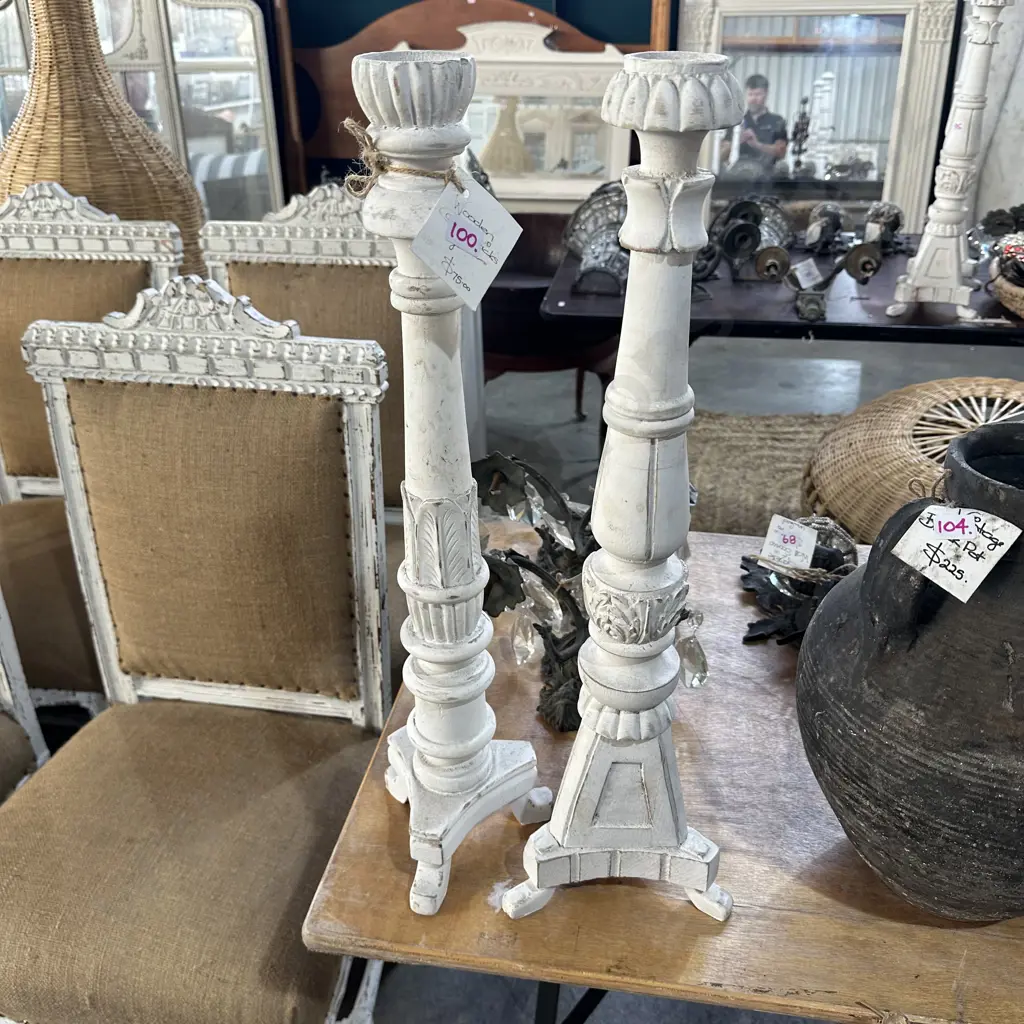 Pr wooden carved candle sticks Image 1++