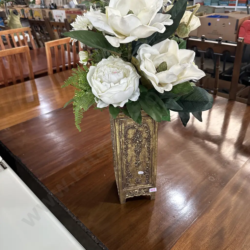 Vintage wooden gilded vase and flower arrangement Image 1++
