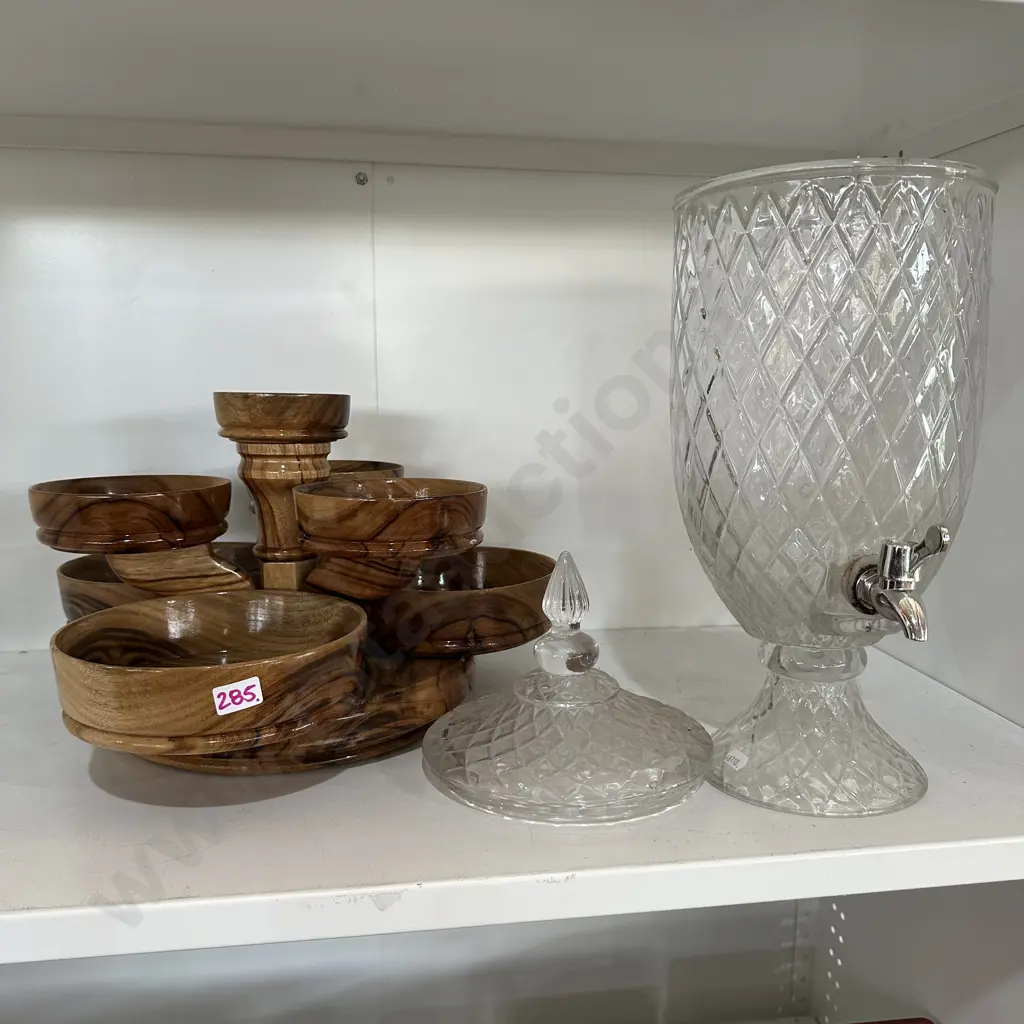 Drinks dispenser & handmade Australian hardwood lazy Susan Image 1++