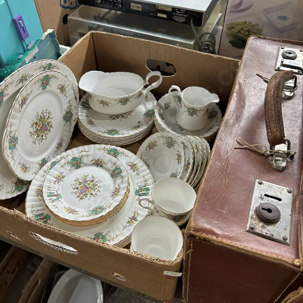 Royal Stafford part dinner service and leather suitcase Image 1++