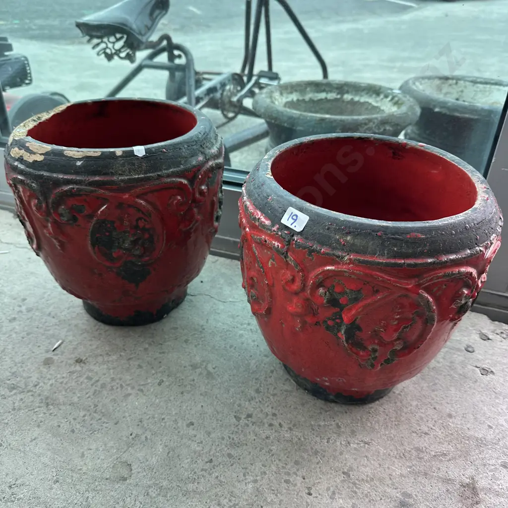 Pr heavy planters (one damaged) Image 1++