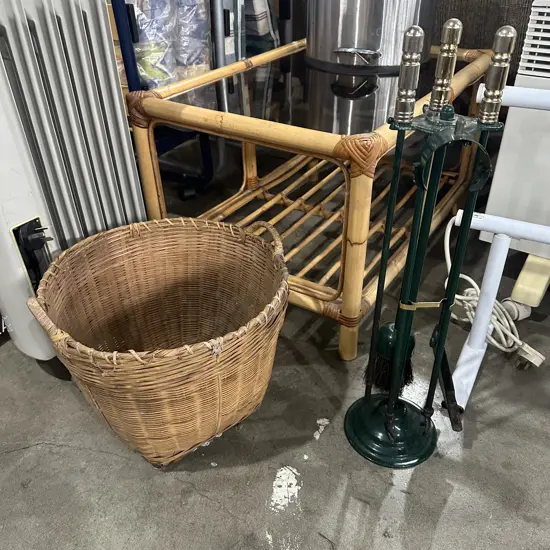Fire tool set and kindling basket