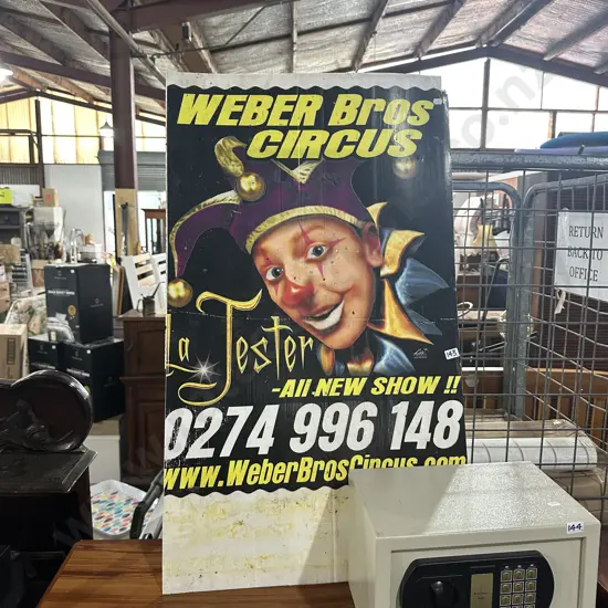 Weber Bros circus sign (some slug gun holes)