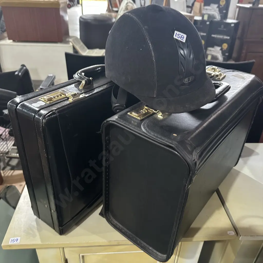 2 x briefcases and horse helmet Image 1++