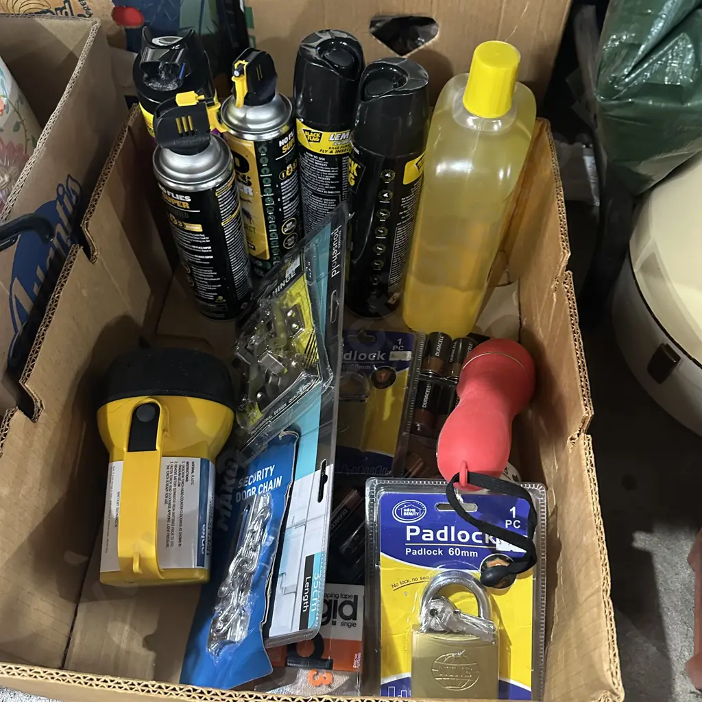 Padlocks, fly spray, torches etc Image 1++