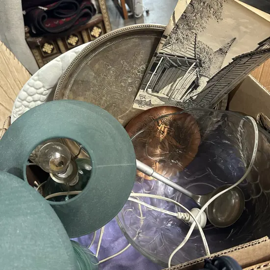 Platters, bowl, lamps etc