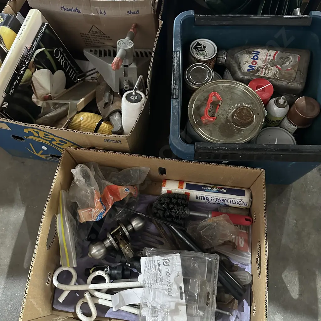 3 box hardware, oils etc Image 1++
