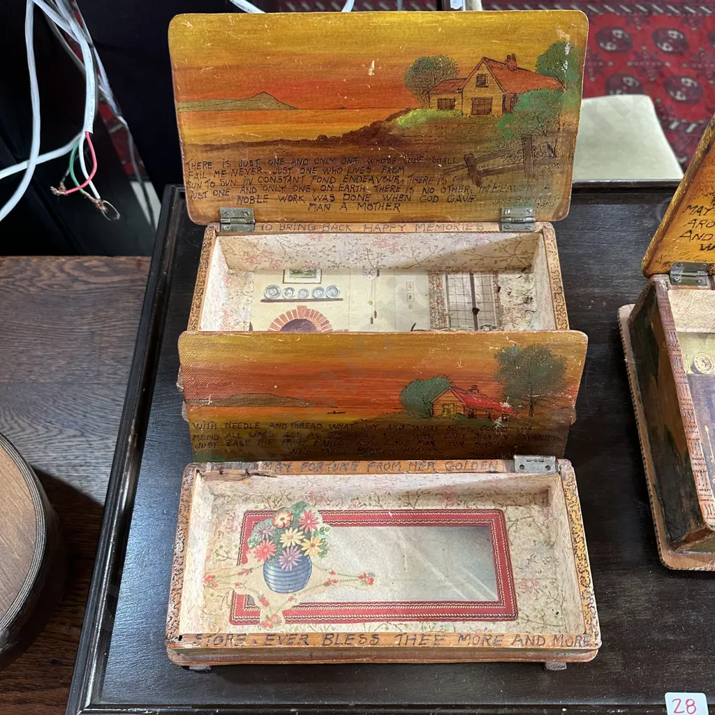 2 x Jane Brenkley folk art boxes (smaller one has damage to lid) Image 1++
