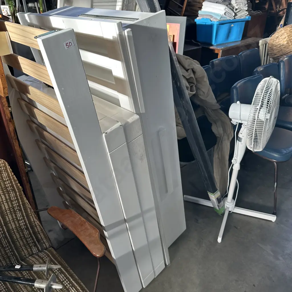 Cot with sliding drawer ( as is) plus fan & roller blind Image 1++