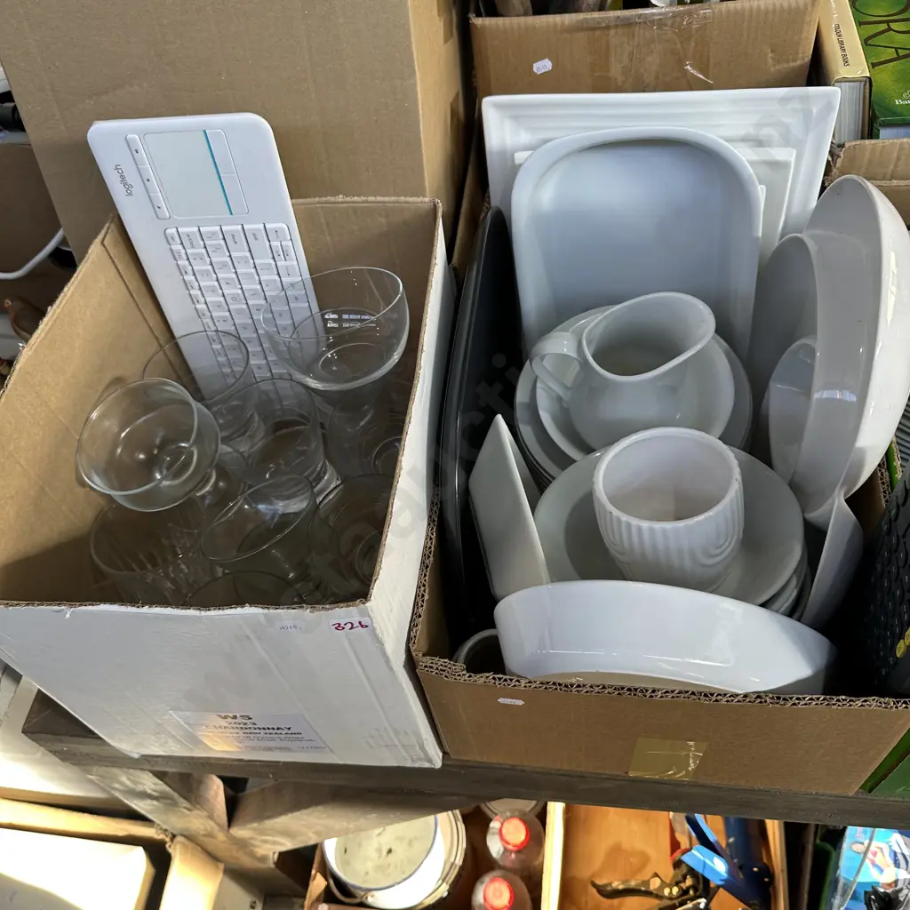 2 box pottery, keyboard etc Image 1++