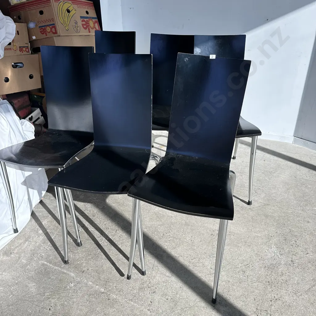 Set of 6  Black plywood & chrome  Olly Tango Chairs - made in Italy by Philippe Starck Image 1++