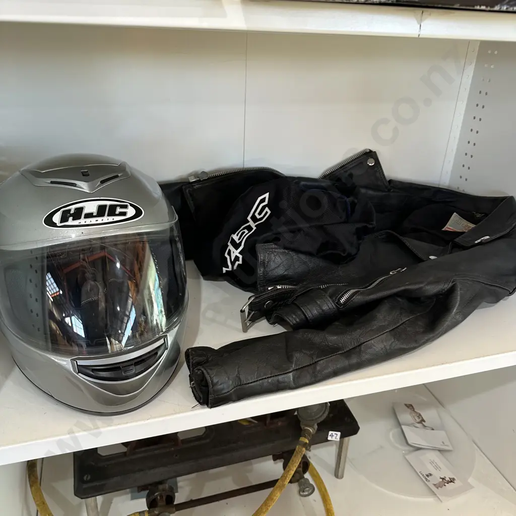 Helmet and leather jacket etc Image 1++