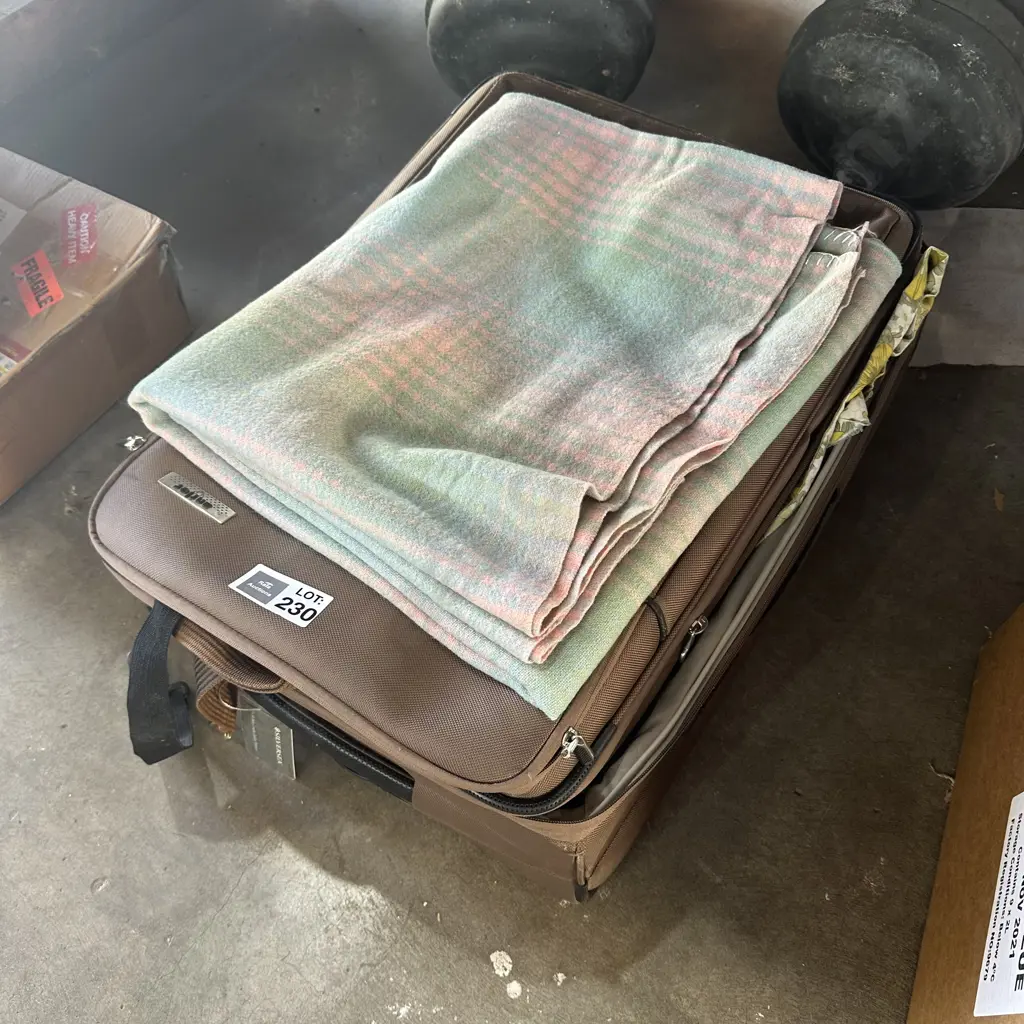 Vintage blanket, suitcase and contents Image 1++
