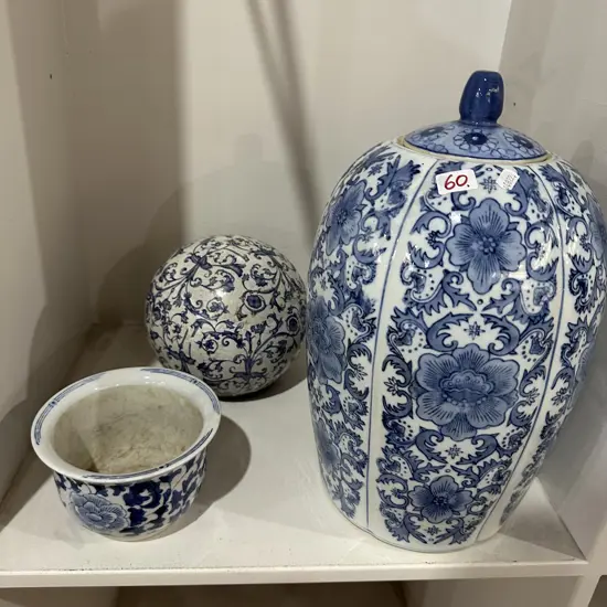 Blue and white