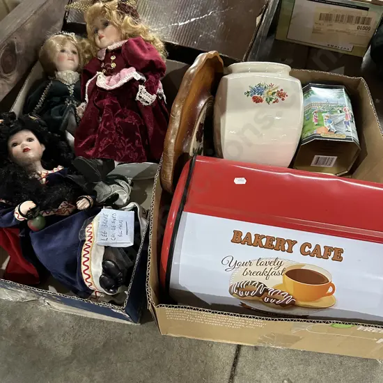 2 box  dolls etc