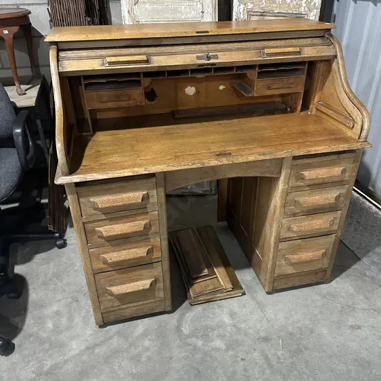 Oak roll top desk