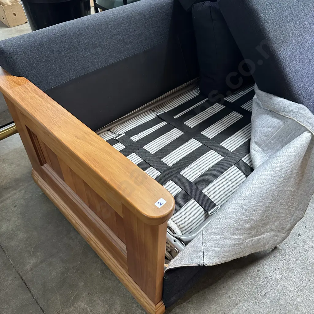 Rimu frame innerspring sofa bed (sun damaged fabric) Image 1++