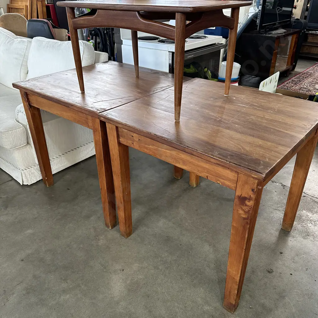 Pr of Heart Rimu square tables Image 1++