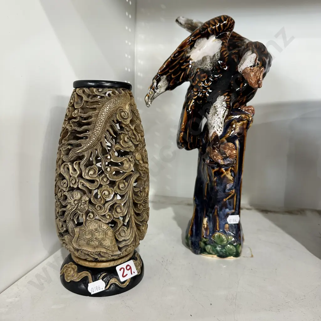 Carved vase and ceramic Eagle Image 1++