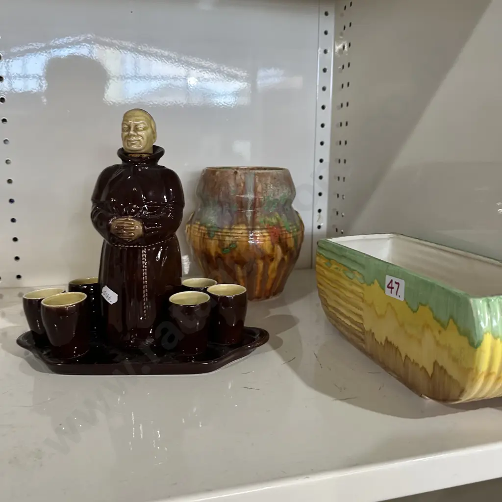 2 x Art Deco vases plus Monk decanter Image 1++
