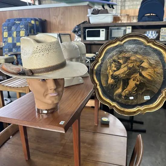 Tray and hat