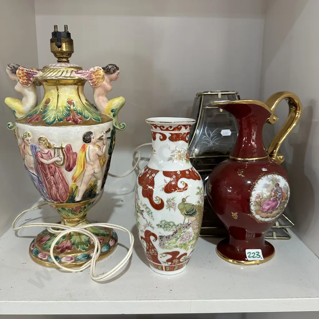 vintage Italian lamp with damages base plus vases and shades Image 1++